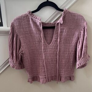 Free People Dusty Pink Textured Blouse
